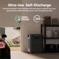 Ultra-low Self-Discharge  
Exclusive ZeroDrain® tech minimizes self-discharge to under 5% per year, guaranteeing reliable standby power when emergencies strike  

ZERO DRAIN  
365 Days