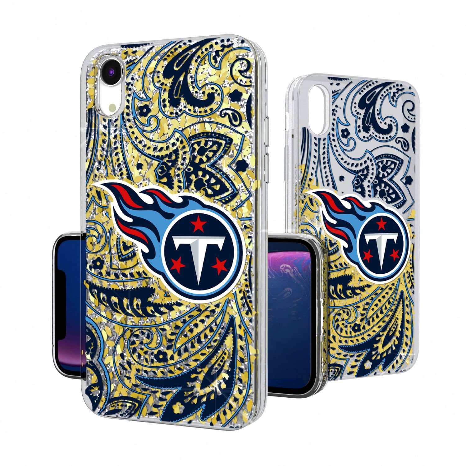 Keyscaper - NFL - Tennessee Titans iPhone Paisley Design Glitter Case - 14 - Multicolor