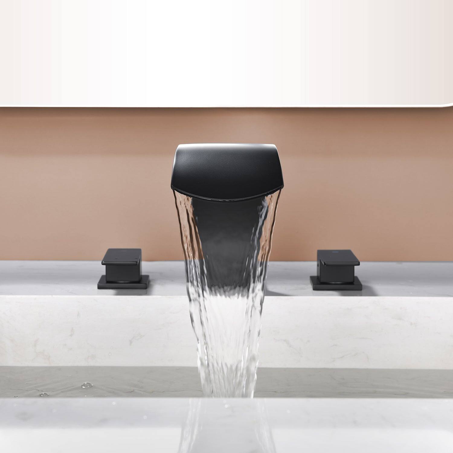 Alt View 4. Boyel Living - Black Faucet SUS304 Waterfall Spout cUPC Quick Connect Dual Handle - Matte Black.