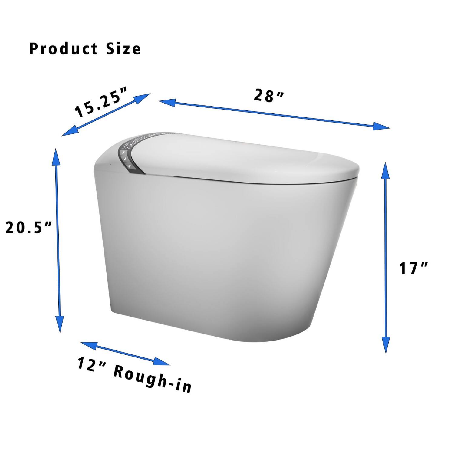 Product Size  
15.25"  
28"  
20.5"  
17"  
12" Rough-in