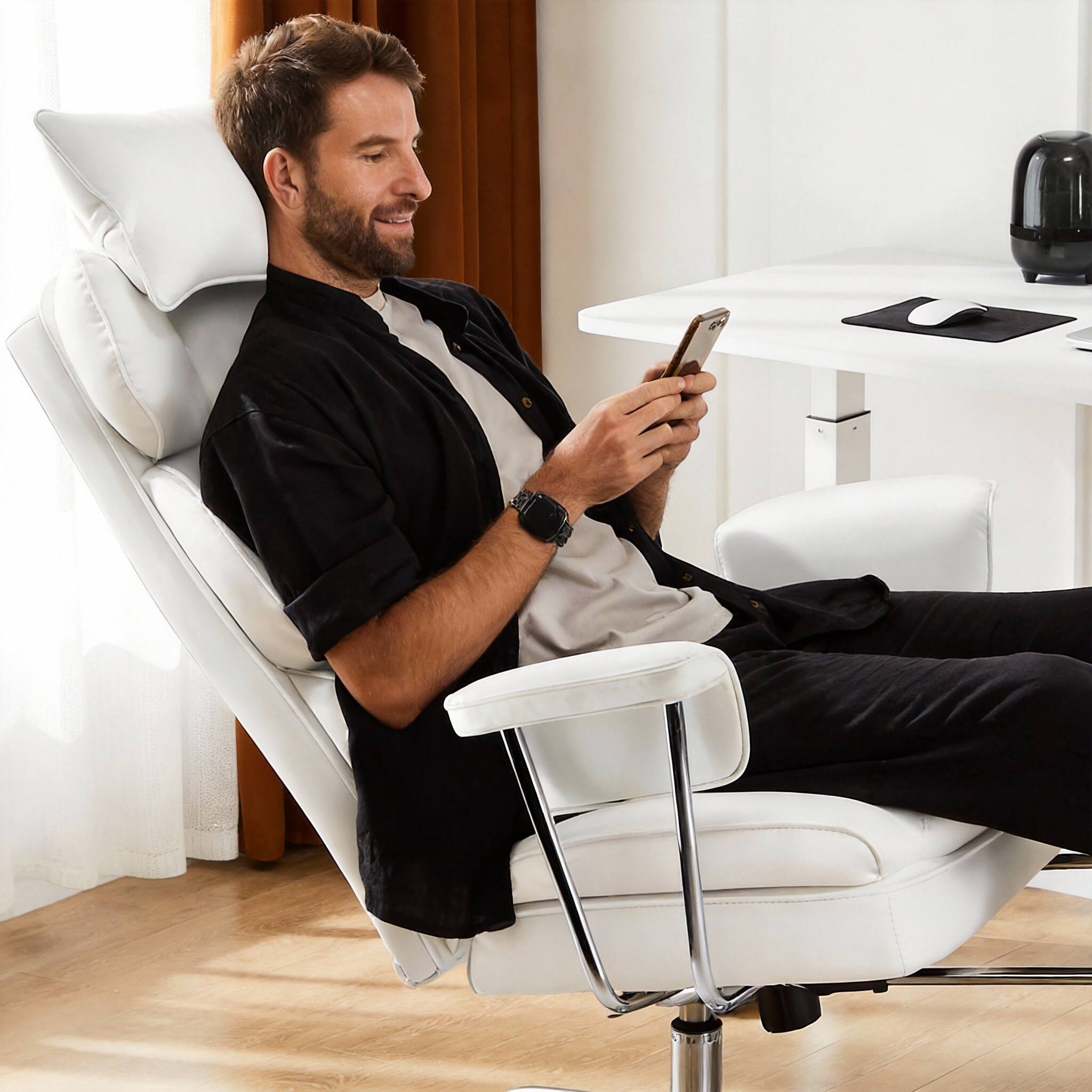 Alt View 3. Frangdom - Executive Ergonomic Big Tall High Back Reclining Chair with Footrest - Black Big Tall Desk Chair.