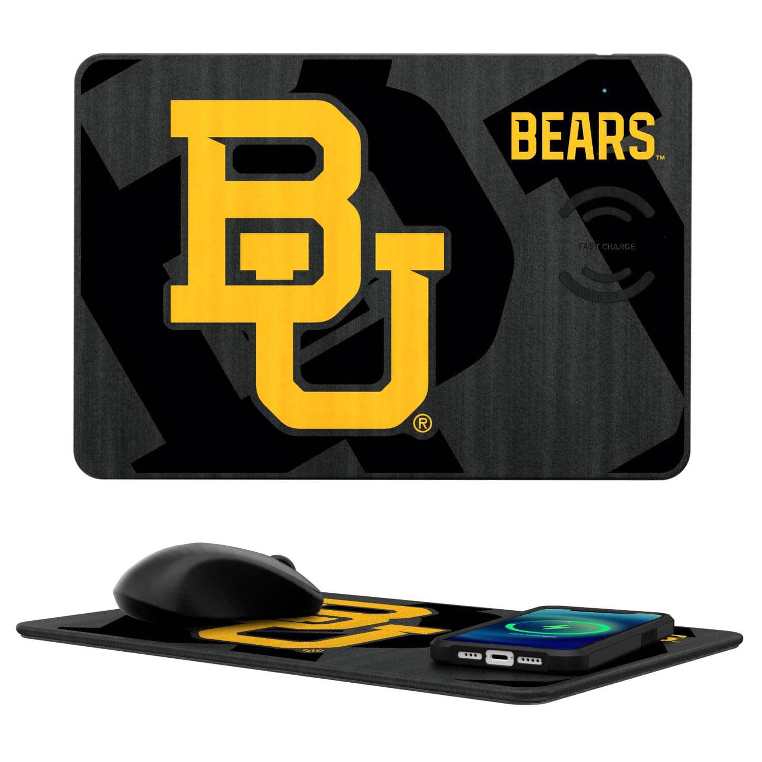 Keyscaper - Baylor Bears 15W Fast Wireless Charger and Mouse Pad - Multicolor
