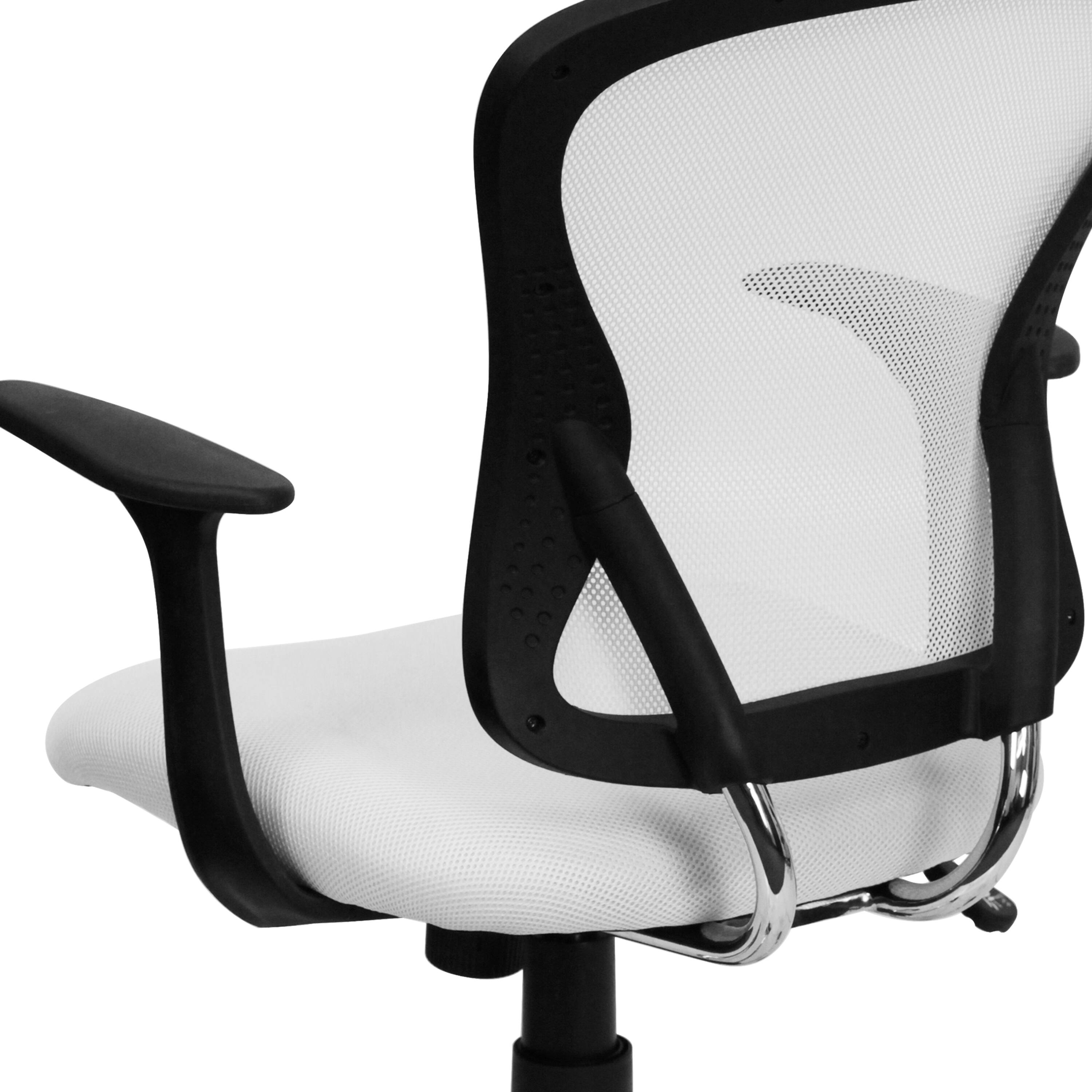 Alt View 8. Emma + Oliver - Mid-Back Mesh Swivel Task Office Chair with Chrome Base and Arms - White.