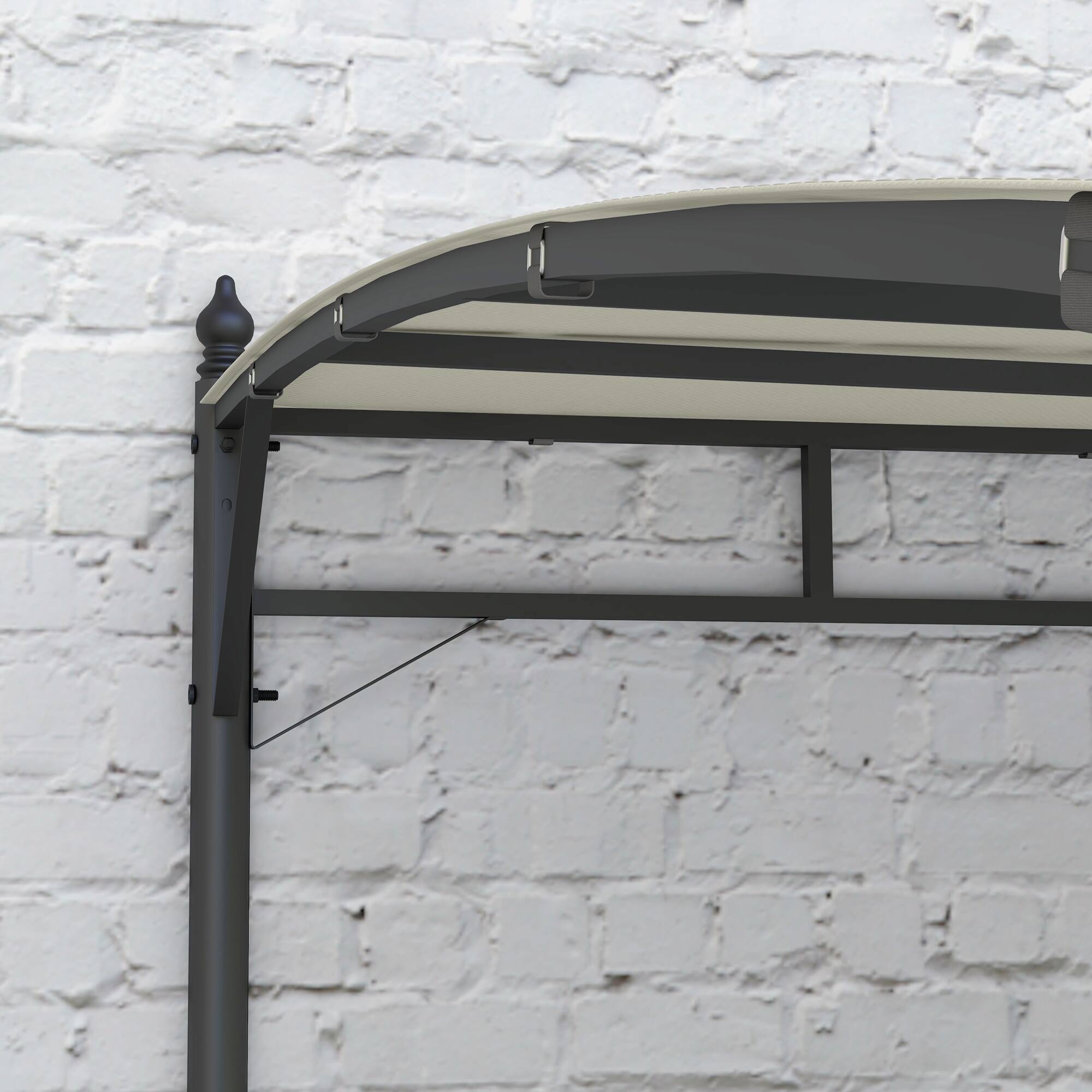 Alt View 5. Outsunny - 10' x 13' Outdoor Pergola Gazebo with UV-Resistant Canopy and Metal Frame, Sun Shade Shelter for Porch, Patio - Cream White.