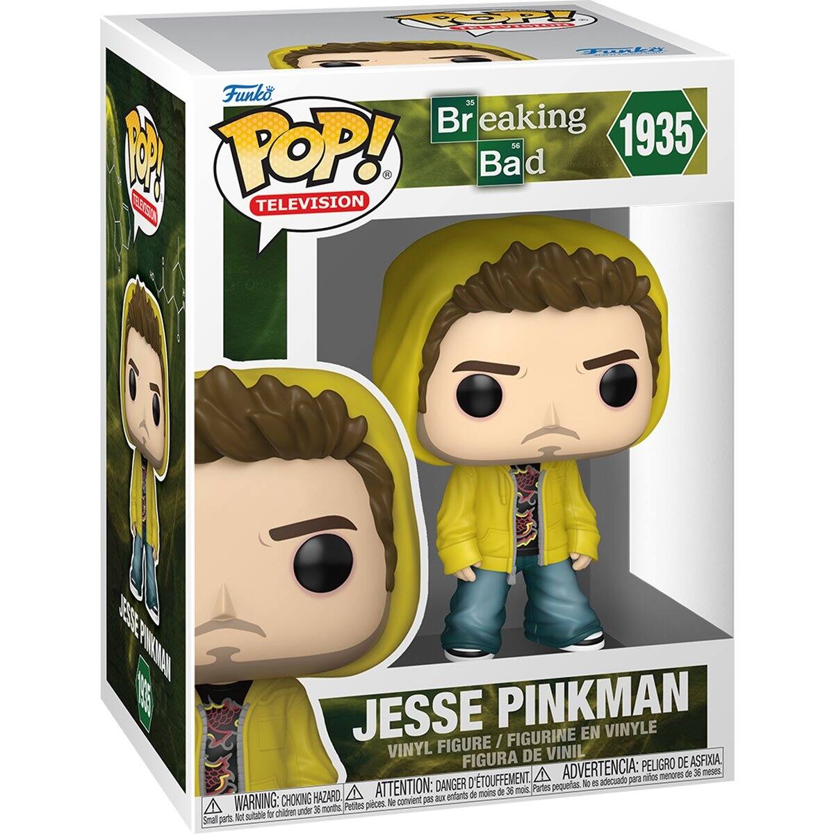Funko POP! 35 Breaking Bad 1935 56 TELEVISION  
JESSE PINKMAN FIGURE / FIGURINE EN VINYLE VINYL FIGURA DE VINIL  
ADVERTENCIA: PELIGRO DE ASFIXIA, DANGER D'ÉTOUFFEMENT, ATTENTION: DANGER, WARNING: CHOKING HAZARD,  
para niños menores de 36 meses, moins de 36 mois, aux enfants de moins de 36 mois, Small parts. Not suitable for children under 36 months.