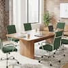 Front. LeisureMod - Set of 6 Benmar Ergonomic Leather Upholstered Office Chair with Cushioned Armrests and Swivel Task Chair - Green.
