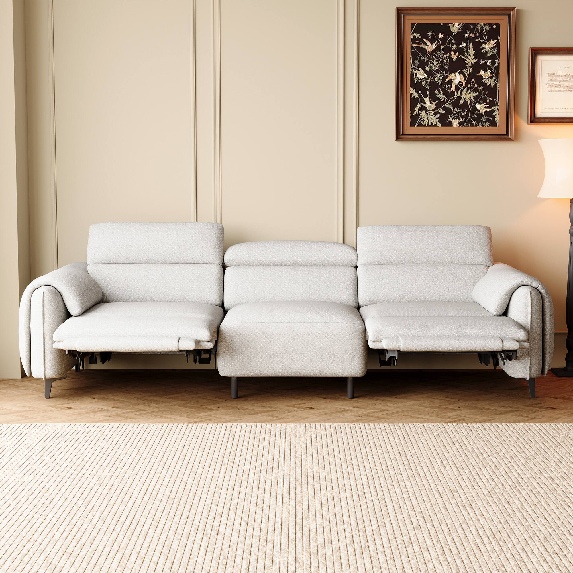 Back. luck idea - 104.3" 2-Seat Electric Reclining Sofa | Home Theater Seats with Power Seat Adjustment - Gray.