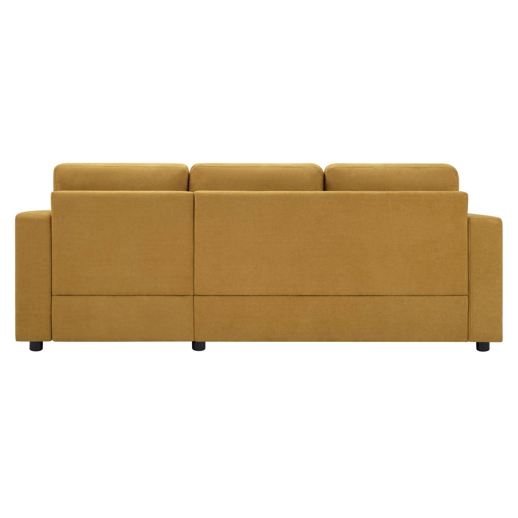 Alt View 2. Boyel Living - Modern 84.6 inch Sectional L-shaped Sofa Couch with Curved Chaise Lounge USB Ports and Side Storage Pockets in Yellow - Yellow.