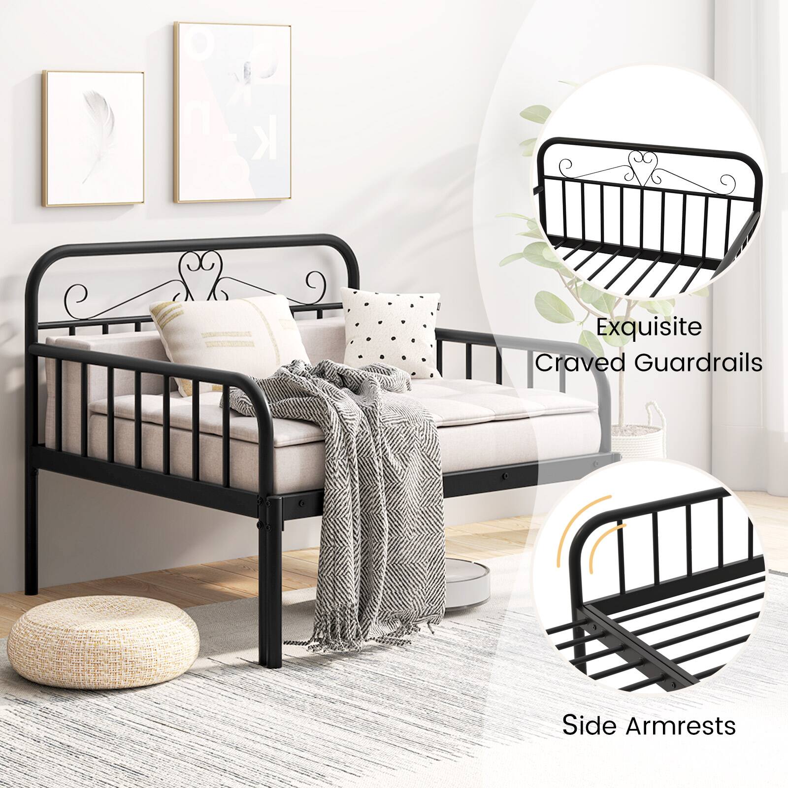 Exquisite Craved Guardrails Side Armrests