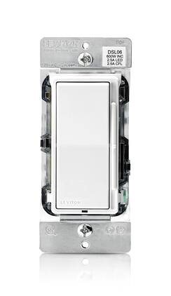 Leviton - Decora Slide Dimmer Switch DSL06-1LZ, Dimmable LED/Halogen/Incandescent, Single-Pole/3-Way - White/Ivory/Light Almond