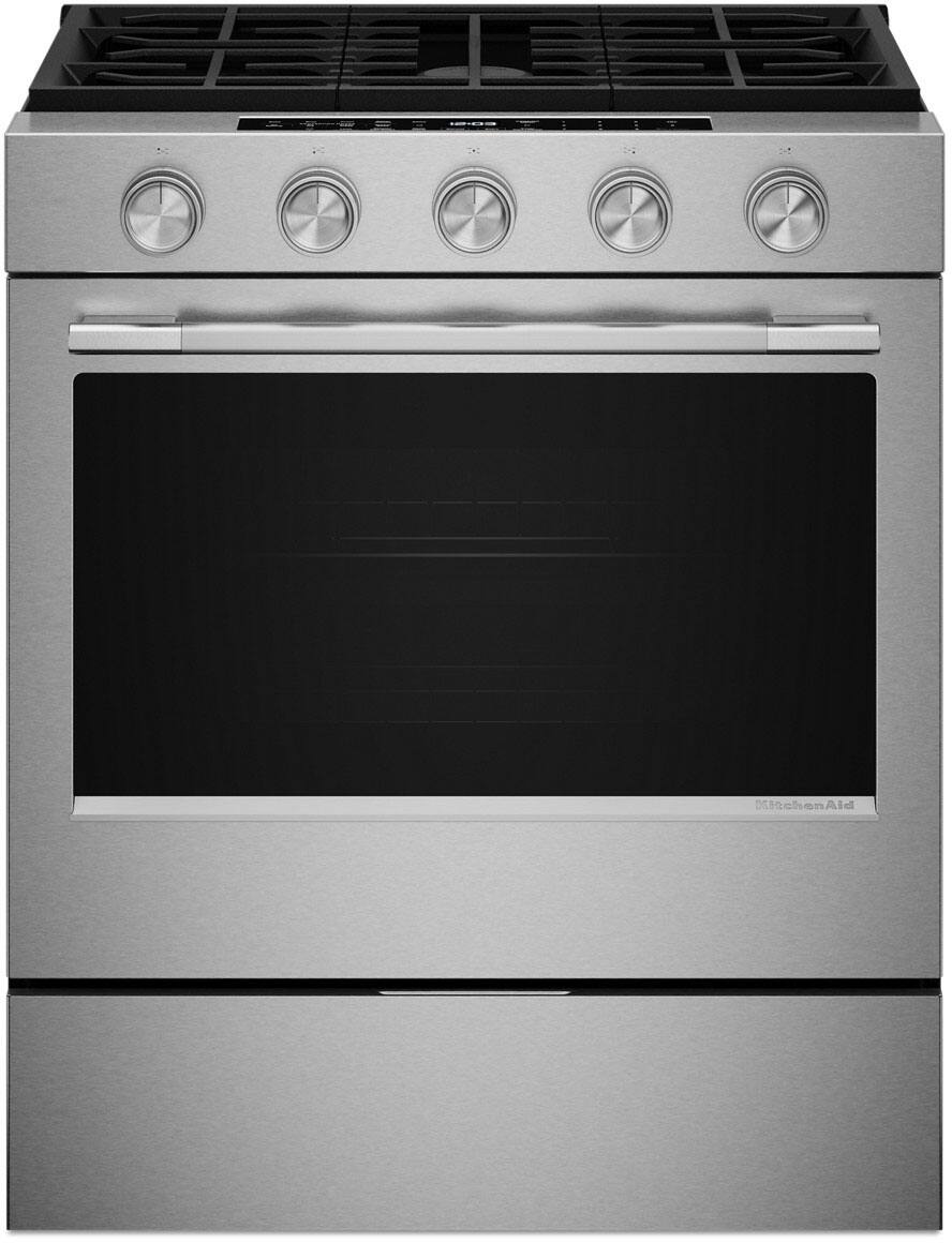 Alt View 13. KitchenAid - 5.0 Cu. Ft. Slide-In Gas True Convection Range with Self Clean, Steam Clean, and 2-in-1 Burner - Fingerprint Resistant Stainless Steel.