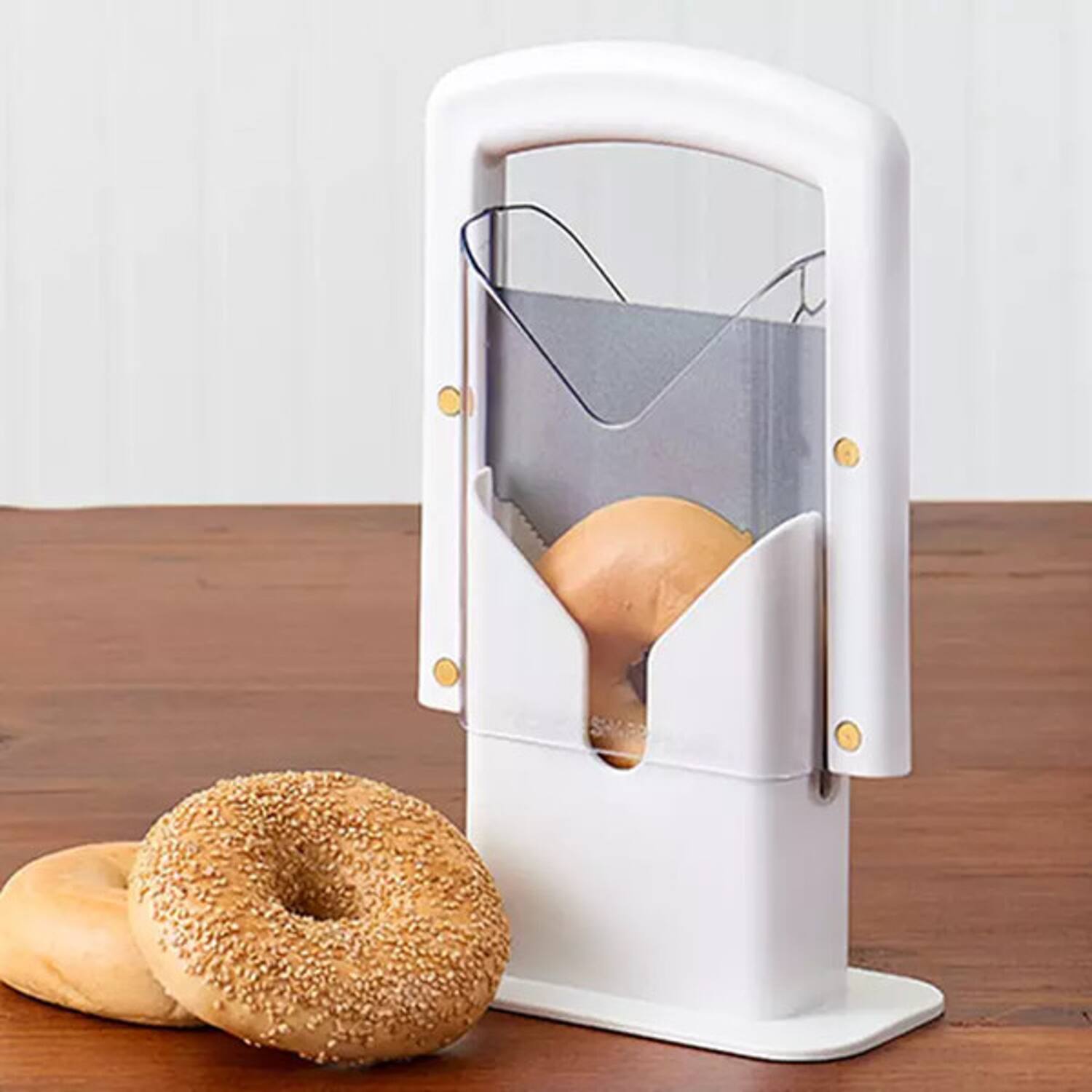 Front. Giantpower - Original Universal Bagel Guillotine Slicer White 9.25 inch - White.