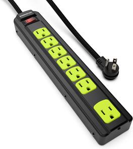 Monster - Workshop Heavy-Duty Garage Power Strip Surge Protector - 4ft and 7 Outlets - Black