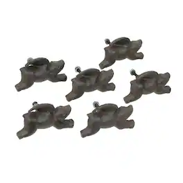 Upper Deck - Set of 6 Cast Iron Flying Pig Drawer Pulls Decorative Cabinet Knobs Home Decor - Brown