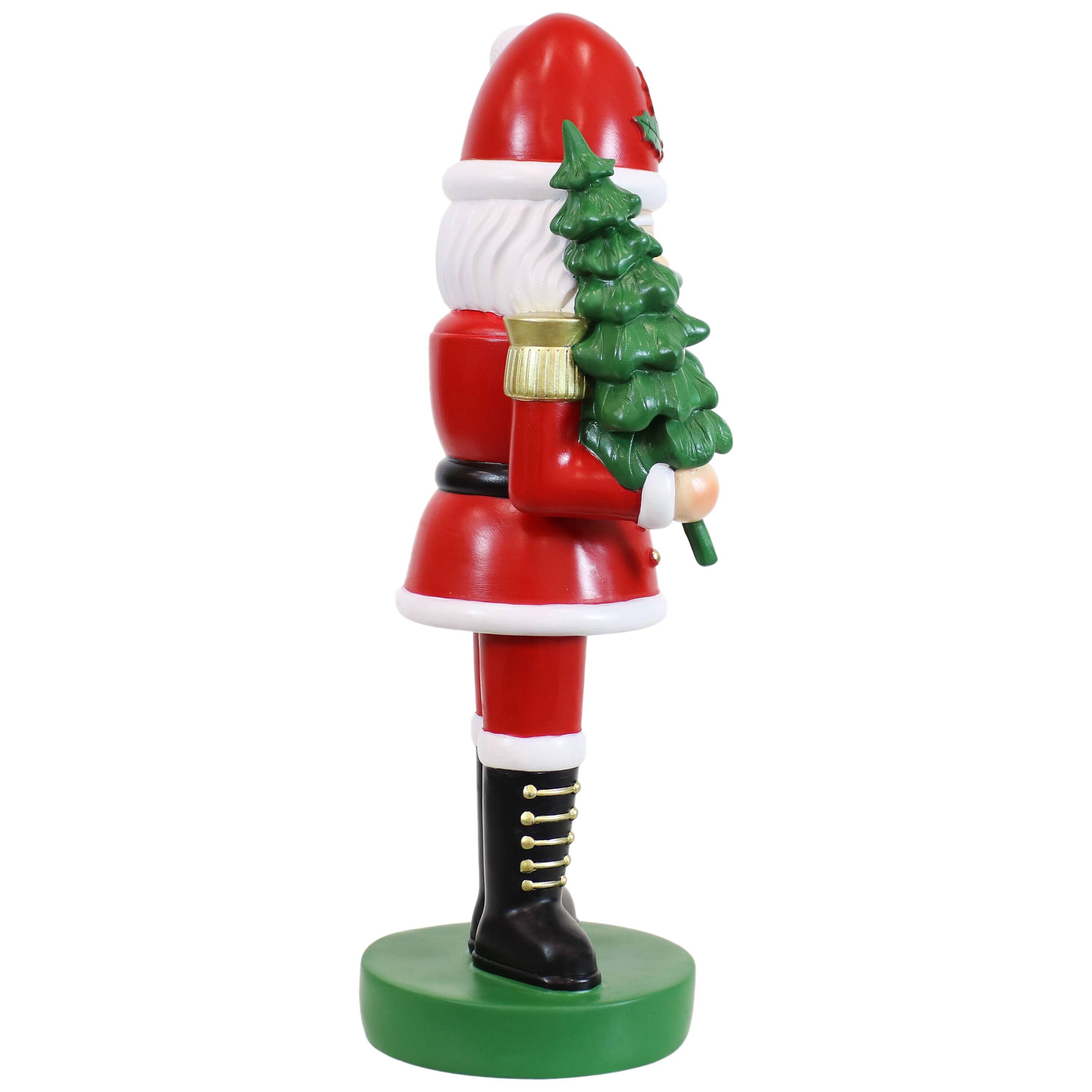 Alt View 10. Sunnydaze - Santa Claus with Tree Indoor Nutcracker Statue - 16.75 in - Red and Green.