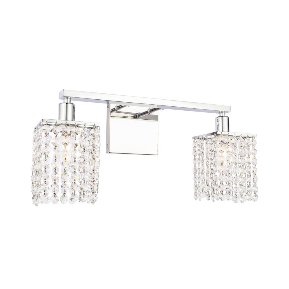 Alt View 5. Living District - Phineas 2 light Chrome and Clear Crystals wall sconce - Chrome And Clear Crystals.
