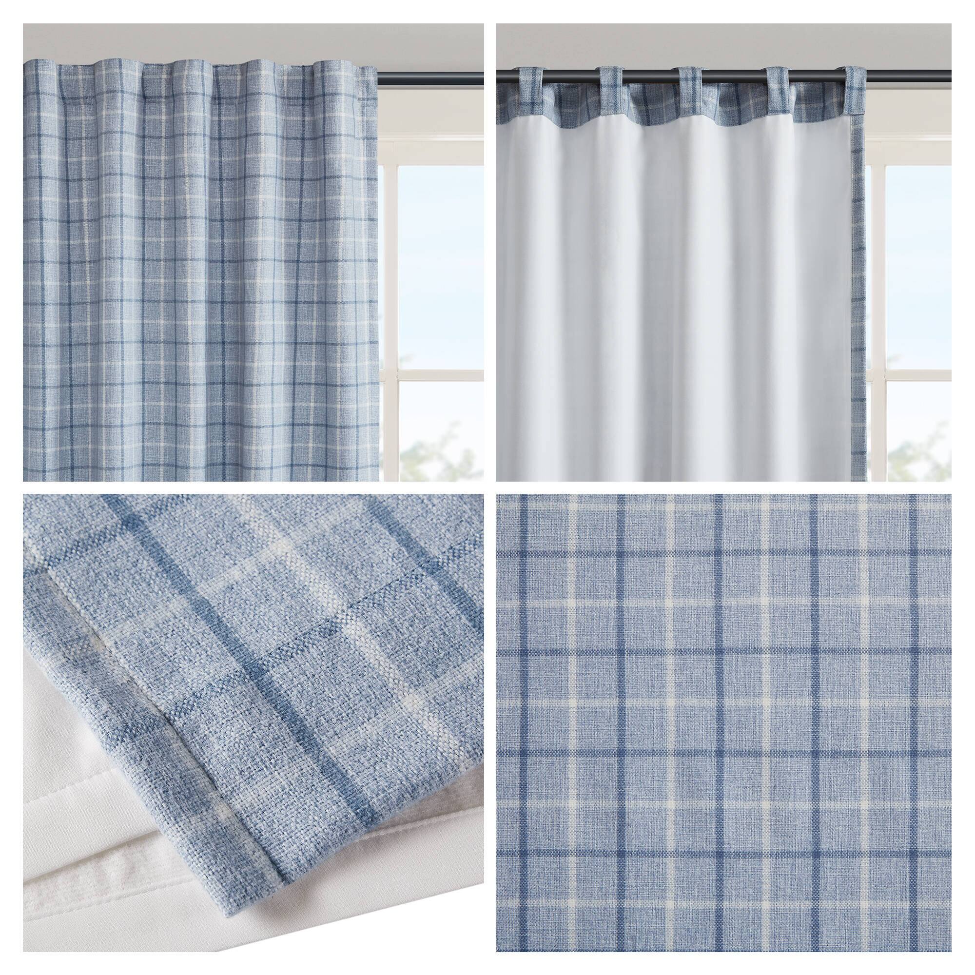 Angle. BreeBe - 1PC 50x95' Plaid Rod Pocket and Back Tab Curtain Panel with Fleece Lining - Multi.