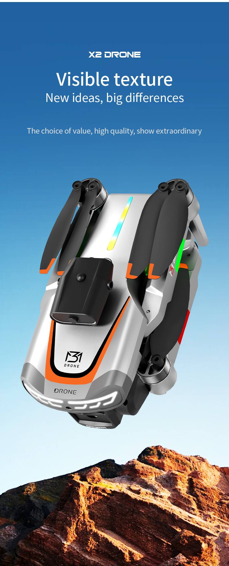 X2 DRONE  
Visible texture  
New ideas, big differences  
The choice of value, high quality, show extraordinary  
M1 DRONE