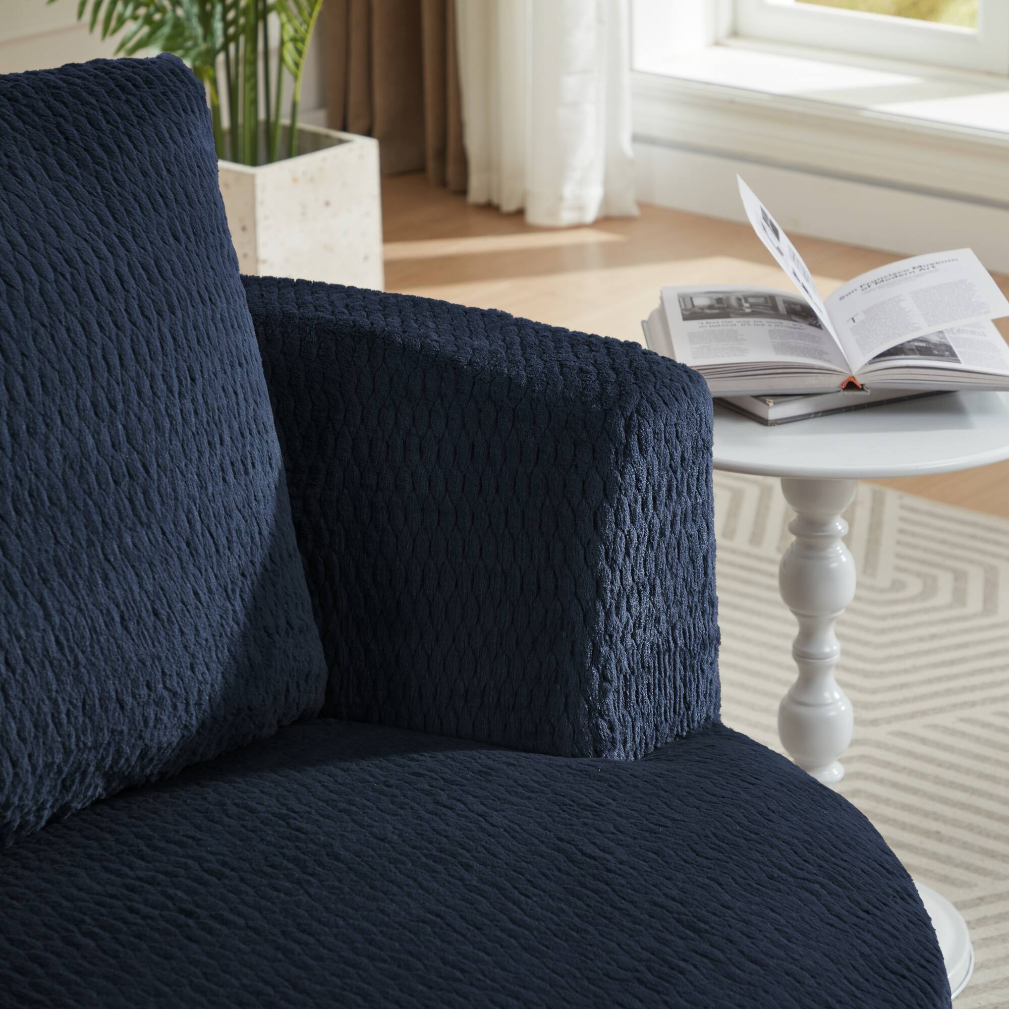 Alt View 1. GOODSILO - Modern 360-Degree Swivel Accent Chair with Plush Comfort and Sturdy Base for Living Spaces - Dark Blue.
