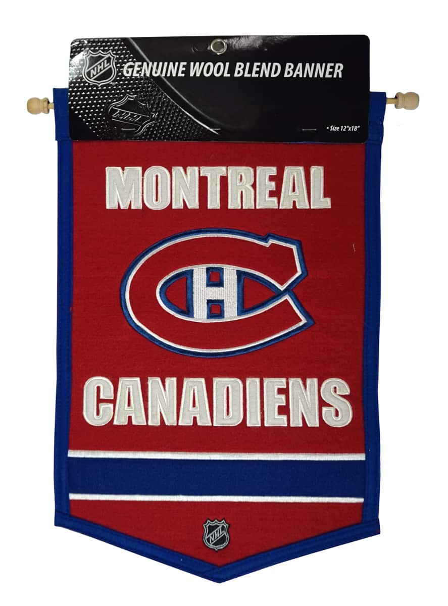 Winning Streak Sports - Montreal Hockey Canadiens NHL Embroidered Wool Traditions 12x18 Mini Banner Flag - Multi