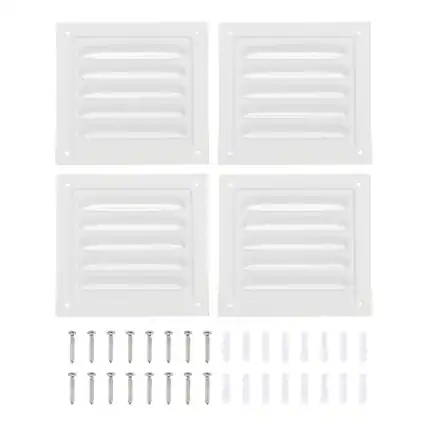 Front. Unique Bargains - 6"x6" Attic Soffit Vent, 4pcs Aluminum Alloy HVAC Air Vent Cover with Screen Mesh and Screw for Wall Ceiling Attic - White.