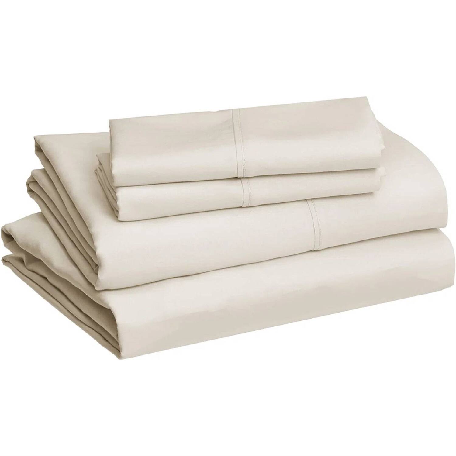 Angle. Hivvago - King Ivory 100-Percent Egyptian Cotton 1000 Thread Count 4-Piece Sheet Set - Ivory.