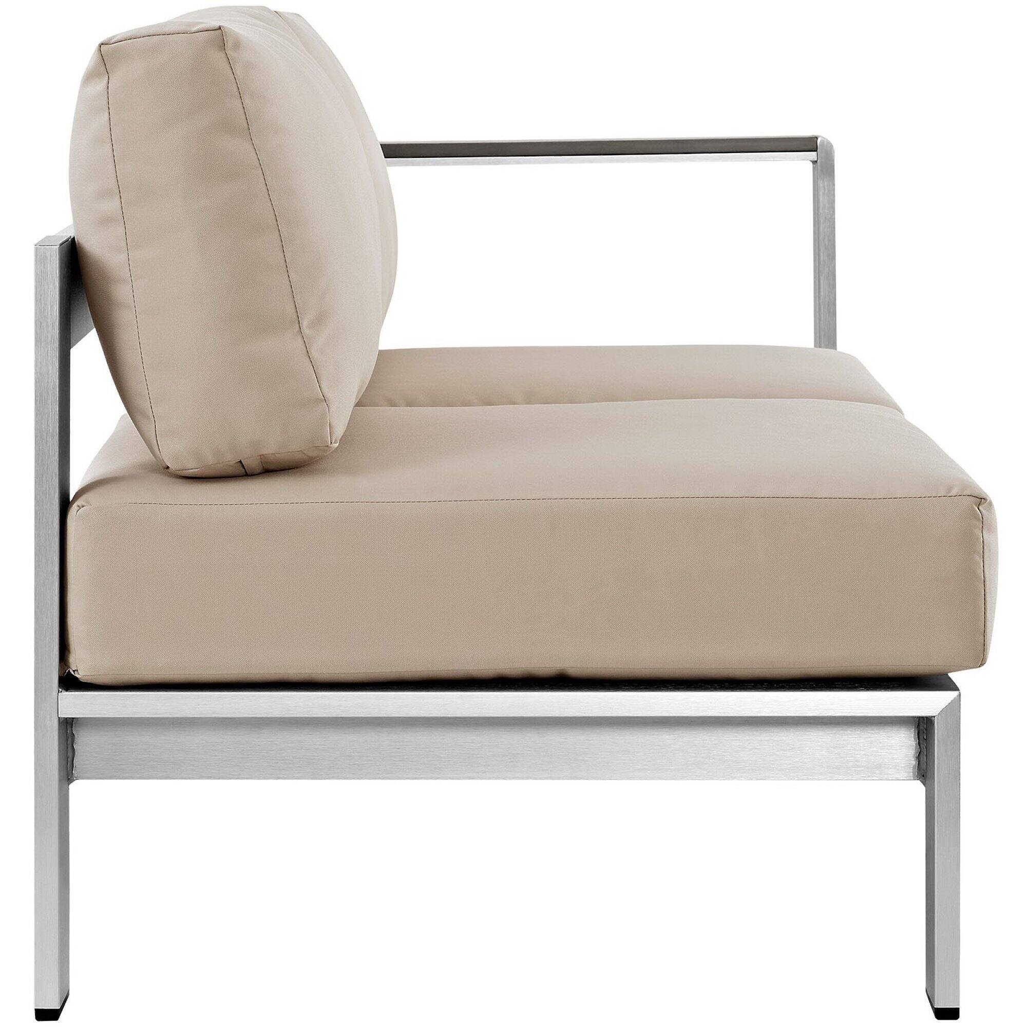 Left. Modway - Shore Right-Arm Corner Sectional Outdoor Patio Aluminum Loveseat by Modway - Silver Beige.