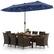Alt View 10. Costway - 11 PCS Patio Dining Set with 15ft Double-Sided Patio Umbrella (Base Included) - Mix Brown + Navy.