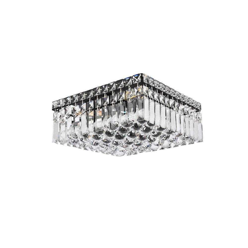 Alt View 3. Elegant Lighting - Maxime 14 Inch Black Flush Mount - Black And Clear.