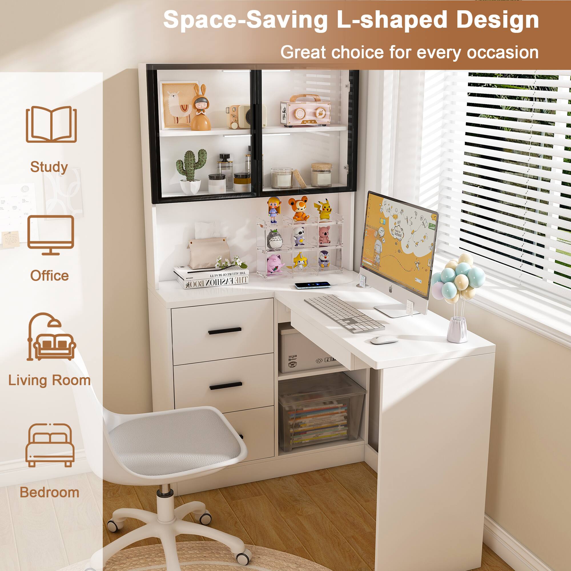 Space-Saving L-shaped Design  
Great choice for every occasion  

Study  
Office  
Living Room  
Bedroom