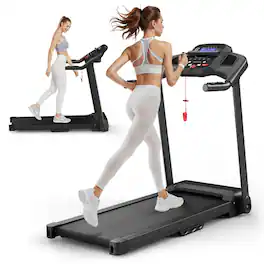 Loheer - 2 In 1 Folding Treadmill 2.5HP Under Desk Walking Pad with LCD Display and Cup Holder for Home Office - Black