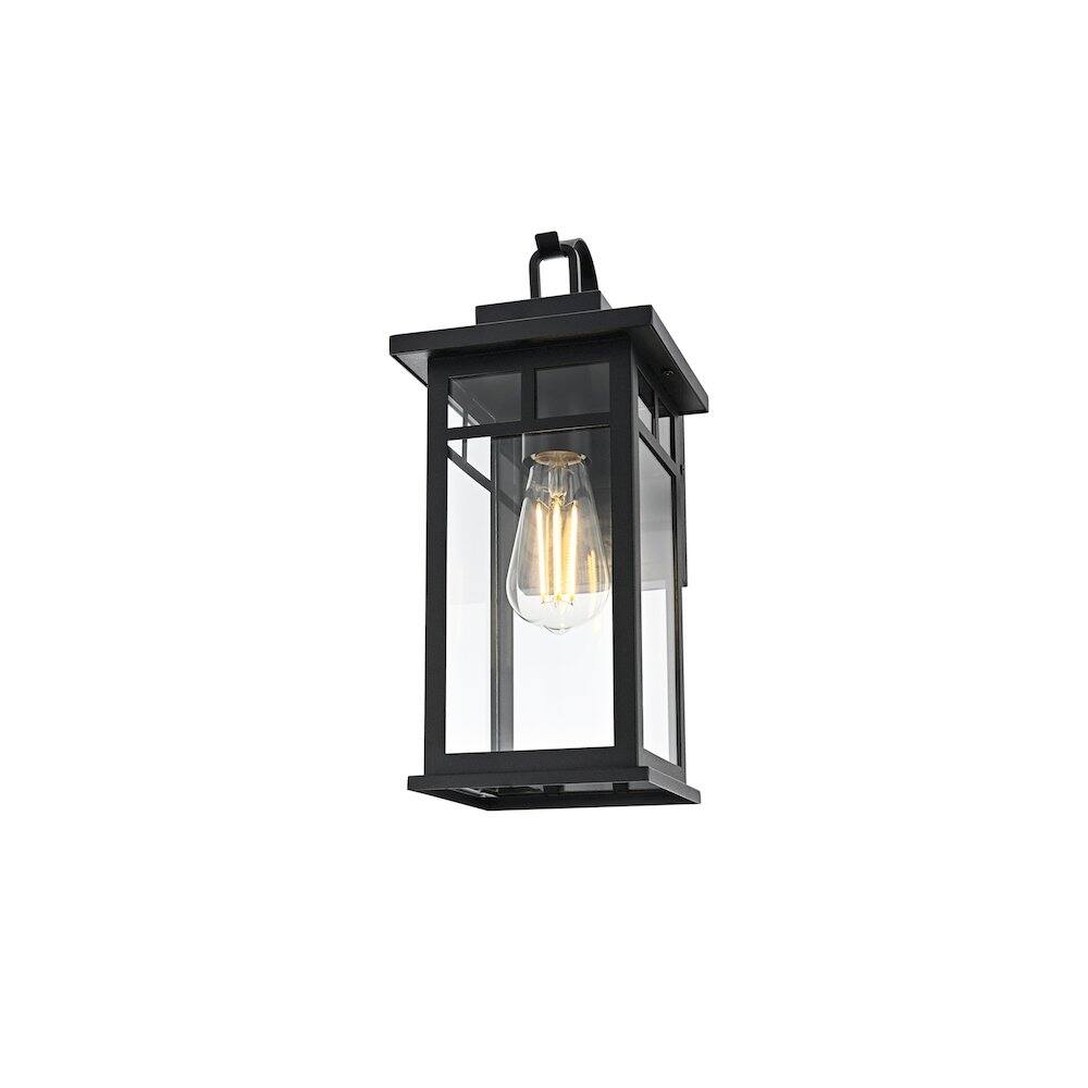 Left. Elegant Lighting - Mercer 7 inch Outdoor Pendant in Black - Black.