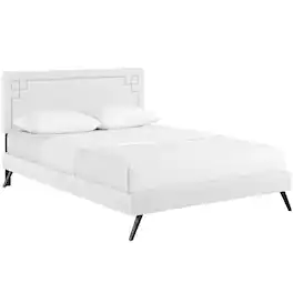 Modway - Josie Vinyl Queen Platform Bed with Round Splayed Legs - White