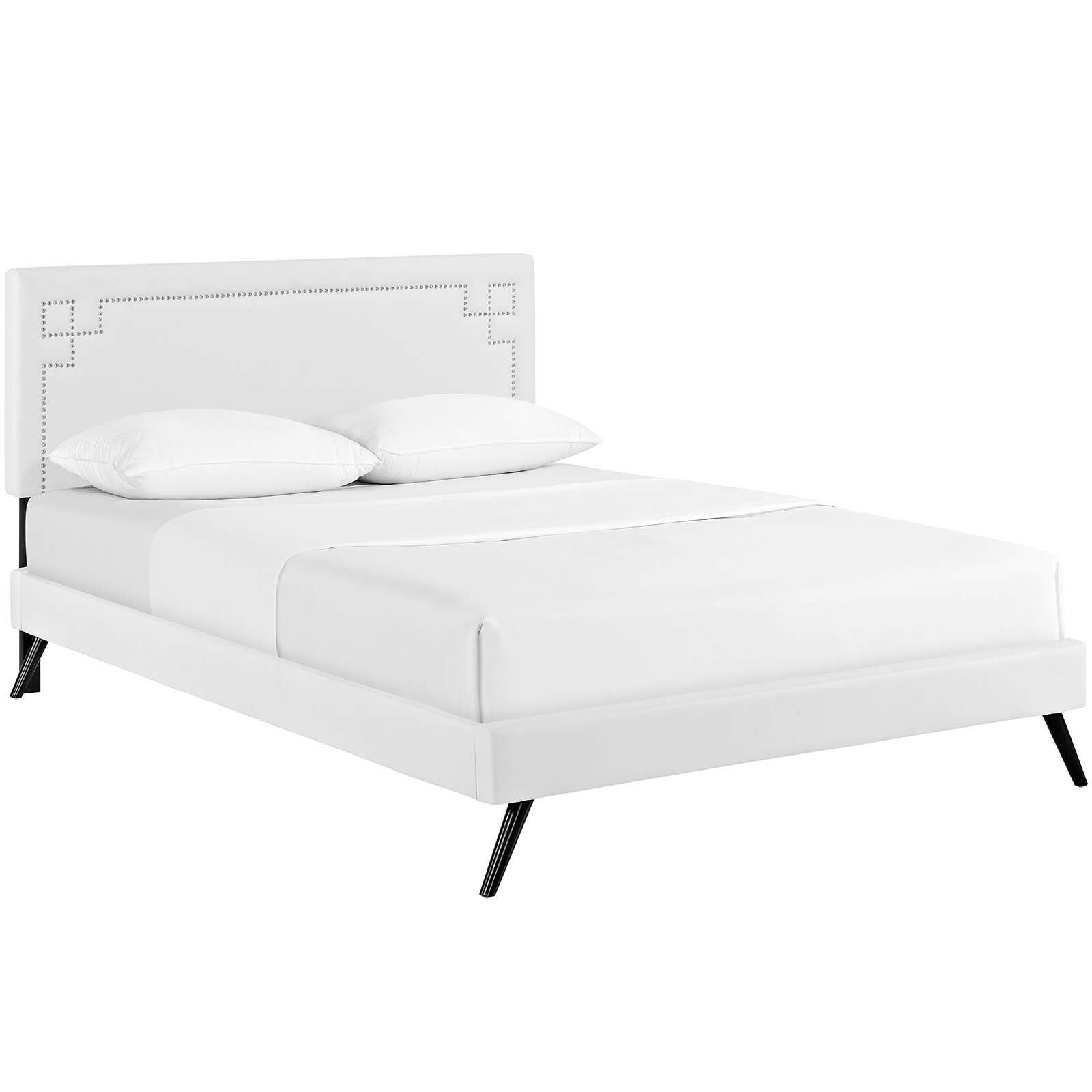 Angle. Modway - Amelia Faux Leather Full Bed - White.