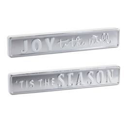 BreeBe - Metal Holiday Sentiment Sign (Set of 2) - Silver