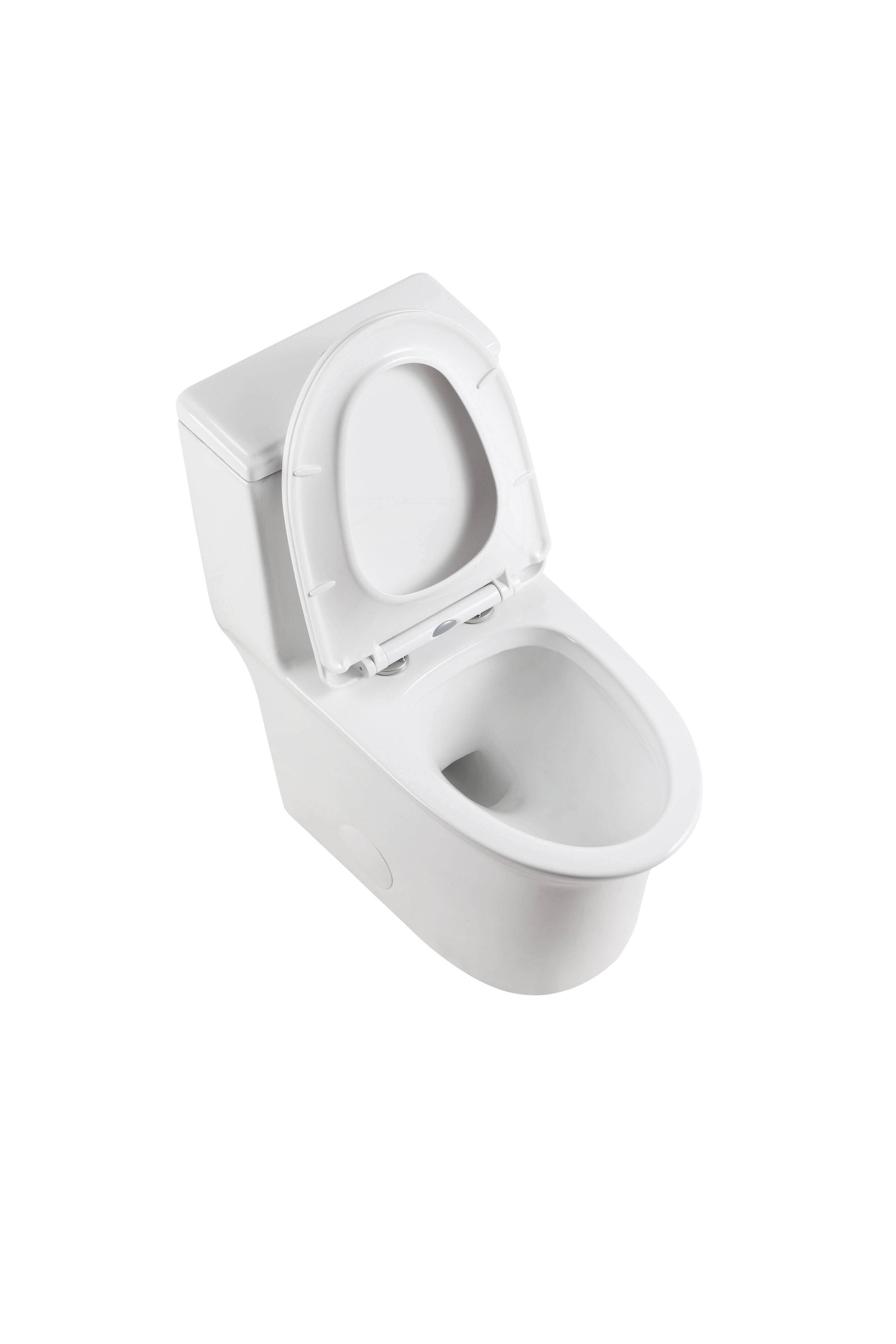 Alt View 6. Loheer - Loheer Elongated One Piece Toilet, Comfort Height, Dual Flush, White Ceramic - White.