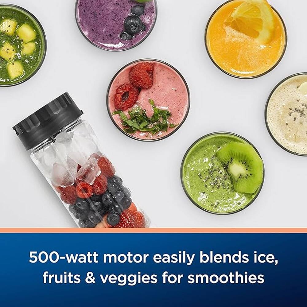 500-watt motor easily blends ice, fruits & veggies for smoothies