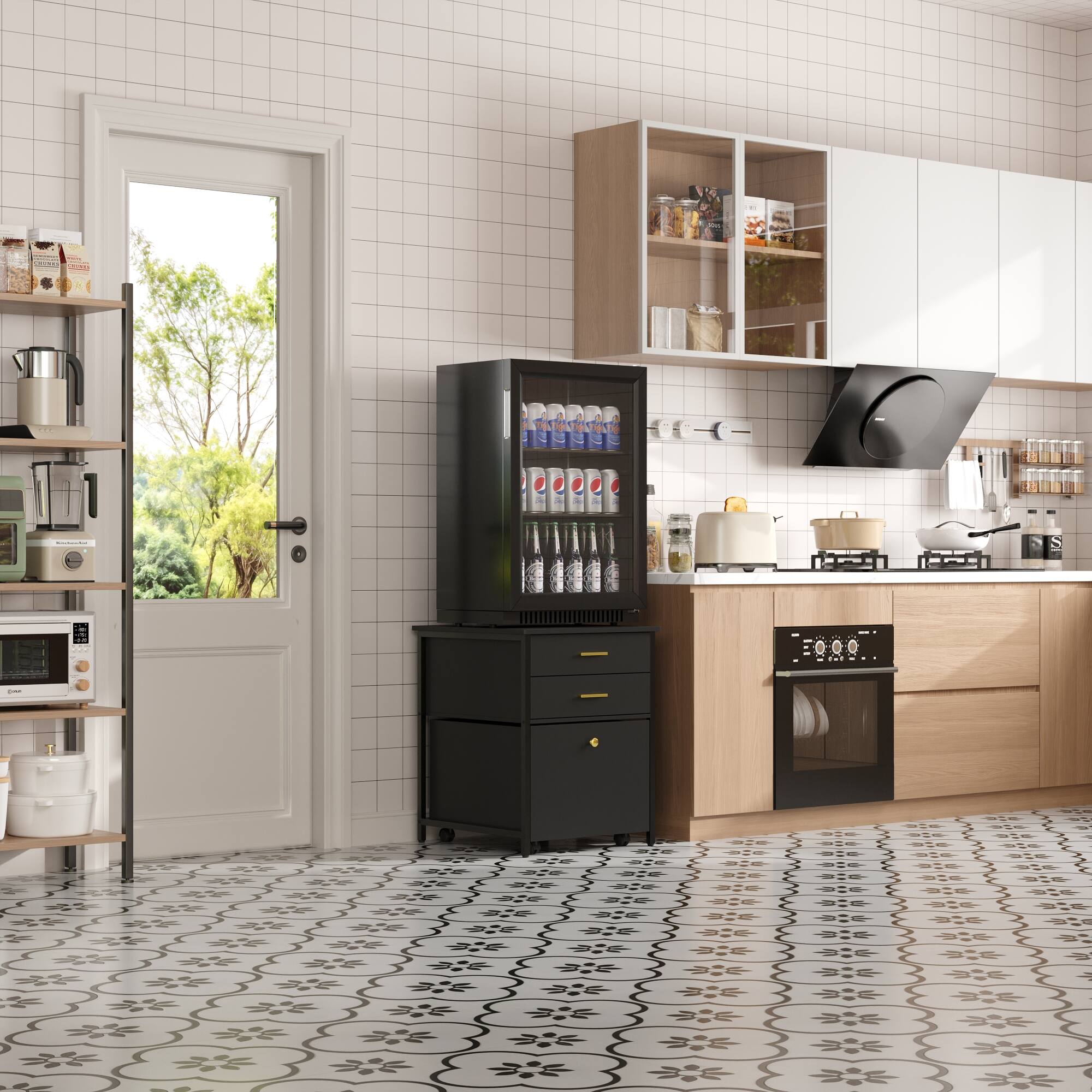 Alt View 10. Famapy - Multi - Functional Small Refrigerator Base Cabinet Versatile Storage for Kitchen Bathroom - Black.