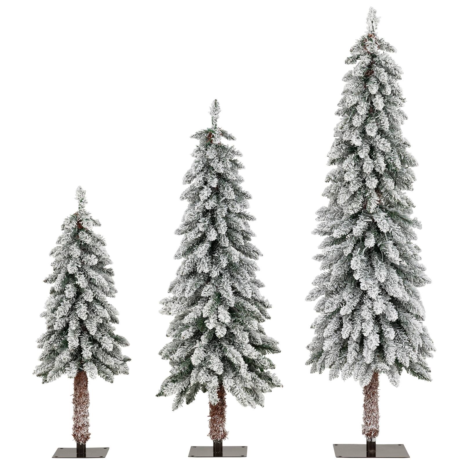 Alt View 1. Gymax - Gymax 3' 4' 5' Artificial Christmas Tree Set of 3 w/ Snow-flocked Branch Tips - Green.