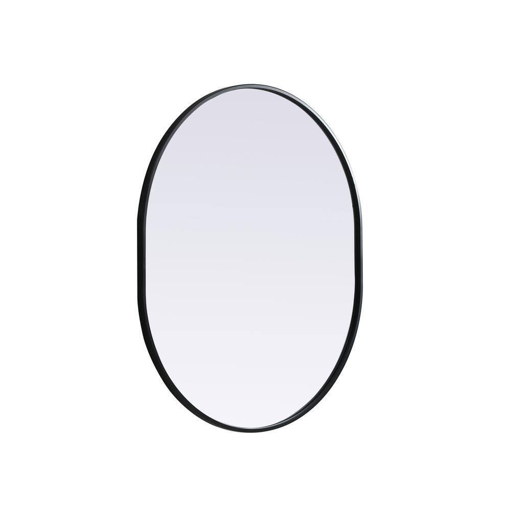 Alt View 1. Elegant Decor - Metal Frame Oval Mirror 30x36 Inch in Black - Black.