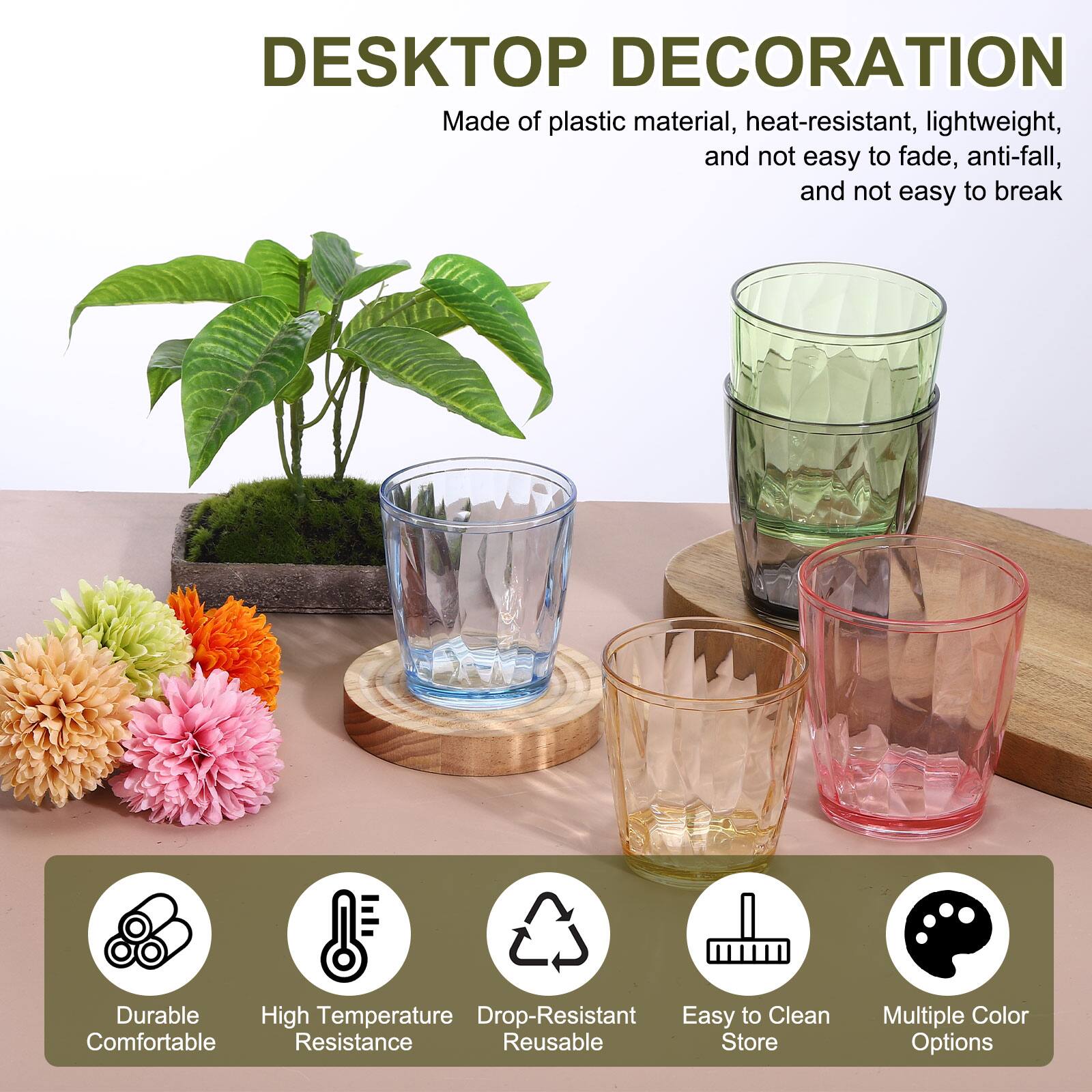 DESKTOP DECORATION  
Made of plastic material, heat-resistant, lightweight, and not easy to fade, anti-fall, and not easy to break  

Durable  
High Temperature Resistance  
Drop-Resistant Reusable  
Easy to Clean  
Multiple Color Options