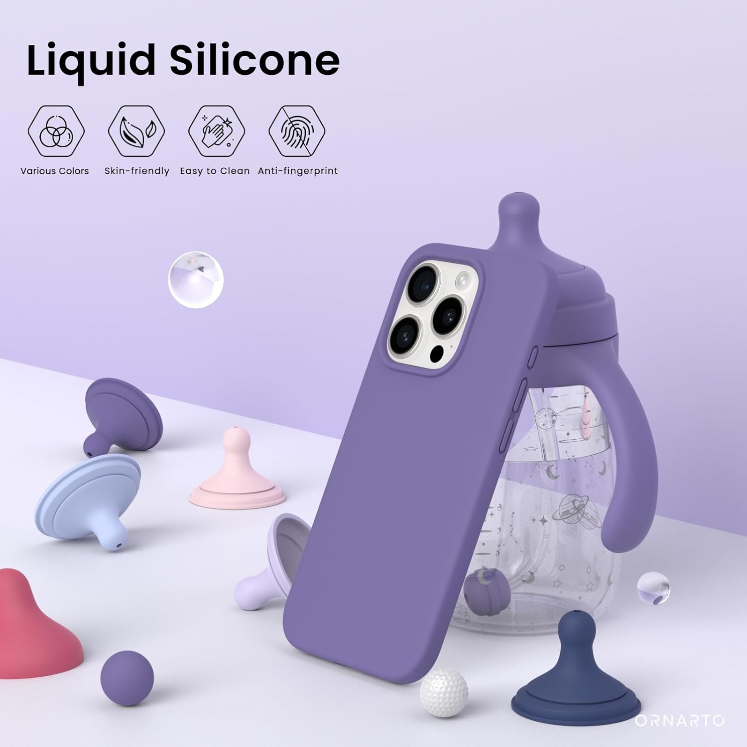 Liquid Silicone, Various Colors, Skin-friendly, Easy to Clean, Anti-fingerprint, ORNARTO