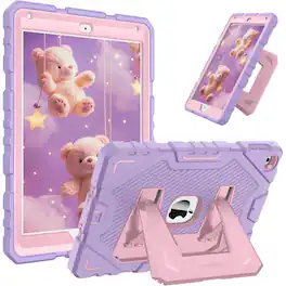 Kitcheniva - Rugged Shockproof Cover For iPad 6th/5th Generation / iPad Air 2 With Kickstand 9.7” - Purple