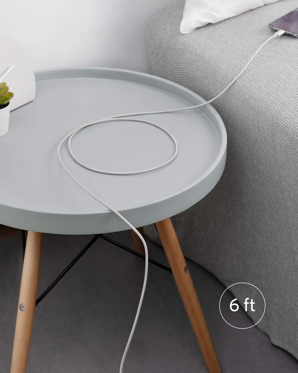 Alt View 6. Anker - Anker USB C to USB C Cable, Type-C 60W Fast Charging Cable (6 FT, 2Pack) - Silver.