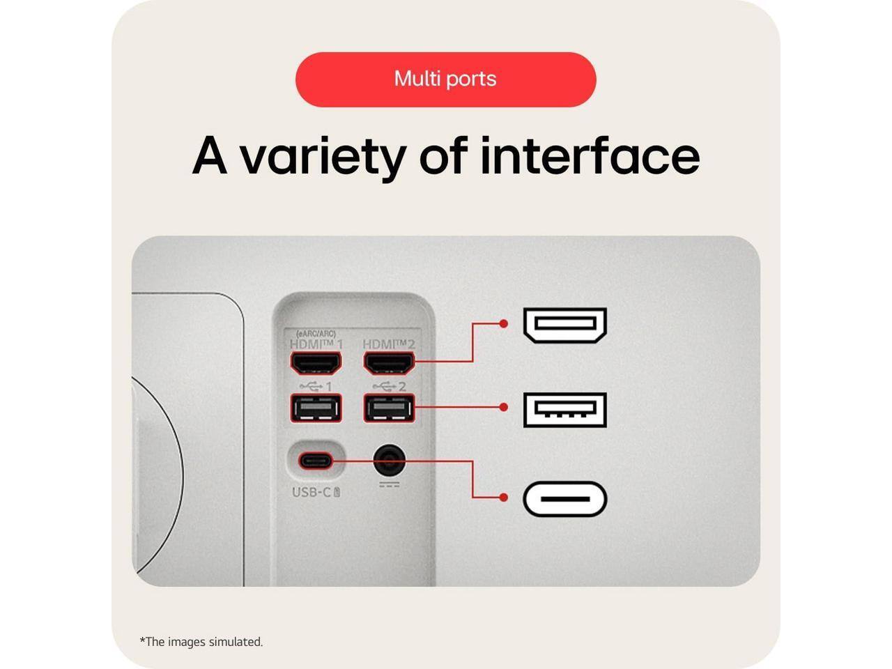 Multi ports  
A variety of interface  
(eARC/AFIC)  
HDMI™1  
HDMI™2  
USB-C  
*The images simulated.