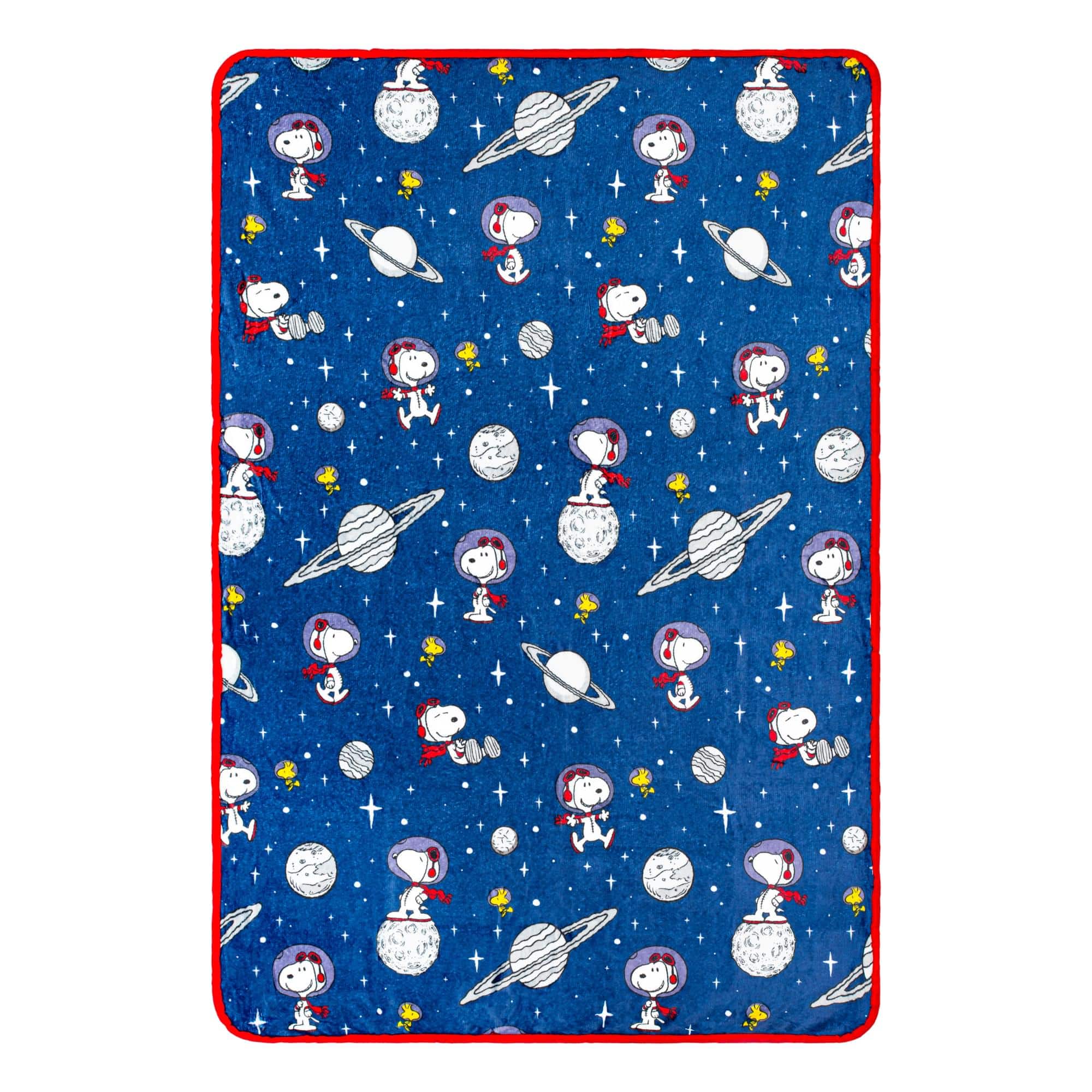 Silver Buffalo - Peanuts Snoopy and Woodstock In Space Fleece Throw Blanket | 45 x 60 Inches - Blue