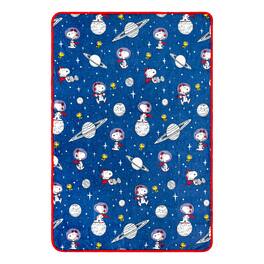 Silver Buffalo - Peanuts Snoopy and Woodstock In Space Fleece Throw Blanket | 45 x 60 Inches - Blue