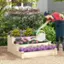 Alt View 3. Costway - 3-Tier Wooden Raised Garden Bed with Open-Ended Base Growing Planter for Backyard - Natural.
