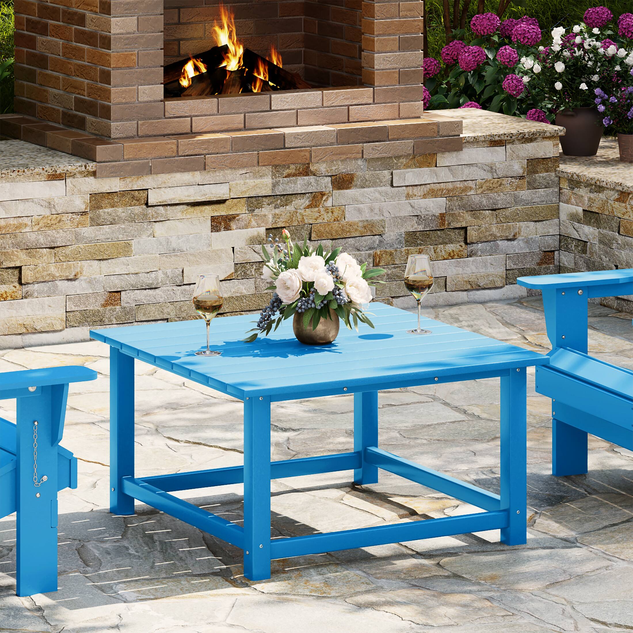 Angle. WestinTrends - WestinTrends Malibu Low Outdoor HDPE Square Patio Coffee Table - Pacific Blue.
