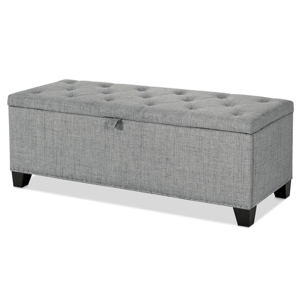 Front. Furniture of America - Furniture of America Ullan Storage Bench - Gray.